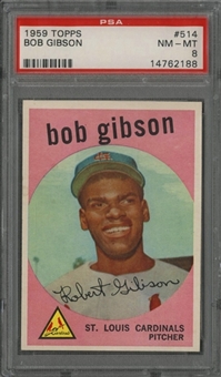 1959 Topps #514 Bob Gibson Rookie Card – PSA NM-MT 8